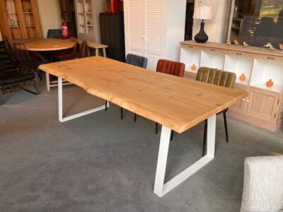 TABLE CHENE PIED ACIER BLANC