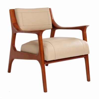 Fauteuil BERFEN, cuir beige